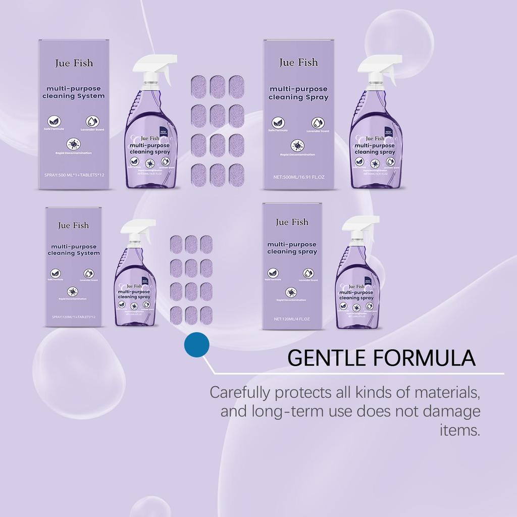 Jue Fish Univerzální rozpustná kostka 1 láhev nahrazuje 8 čisticích prostředků 120ml/500ml + Čisticí šumivé tablety