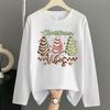 (Asian Size) Lovely Letter Merry Christmas New Year Graphic Tee Women Casual Fashion Top O-neck Clothing Print T Shirt Long Sleeve T-shirts