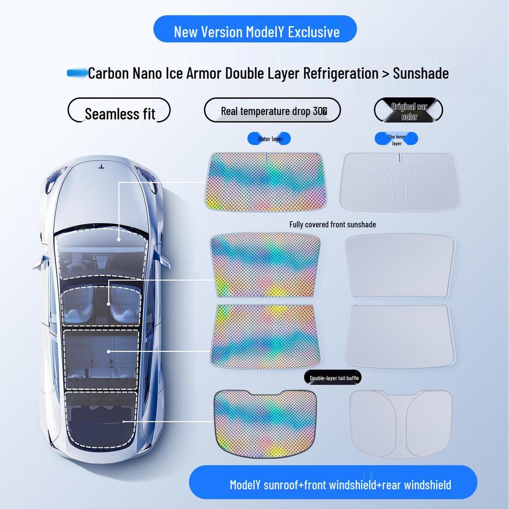 Model Y 3 Refresh Graphene Laser Sunshade for Sunroof: Sun Protection & Heat Insulation