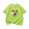 Kids Pure Cotton T Shirt Adorable Dog Zipper Print Crew Neck Short Sleeve Tee Casual Breathable Boys Girls Summer Tops