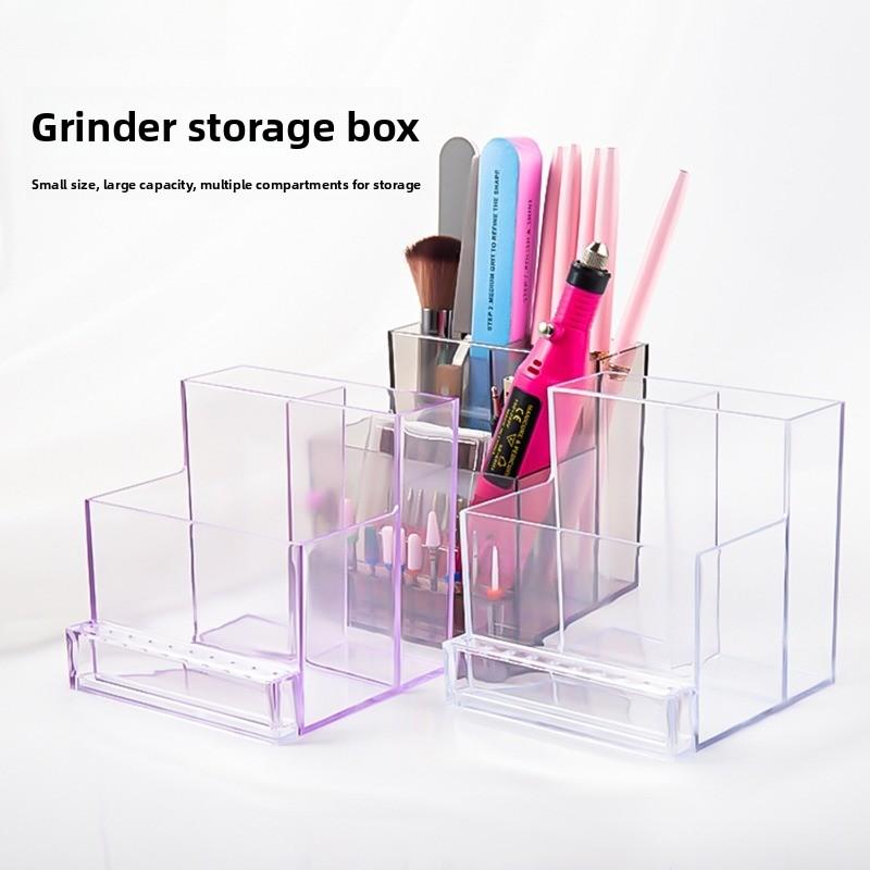 Nail Drill Storage Box Transparent Acrylic Bit Holder Manicure Tool Display Case For Home Salon Nail Art Organization