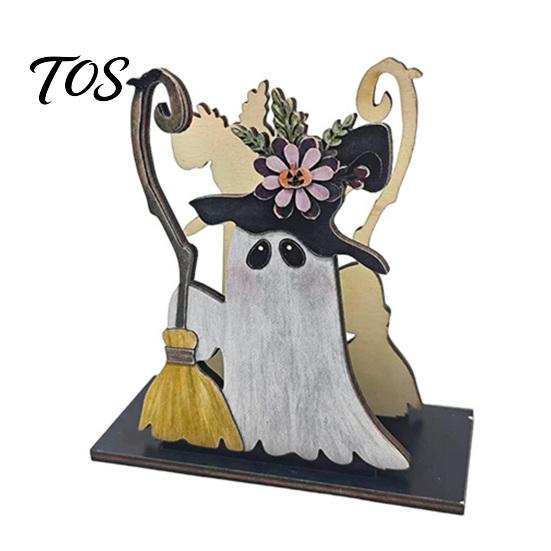 Decorative Napkin Organizer Halloween Wooden Holder, Ghost Pumpkin Tabletop Tissue Dispenser, Unique Gift for Hosts Paper Storage Holiday Dinner Party