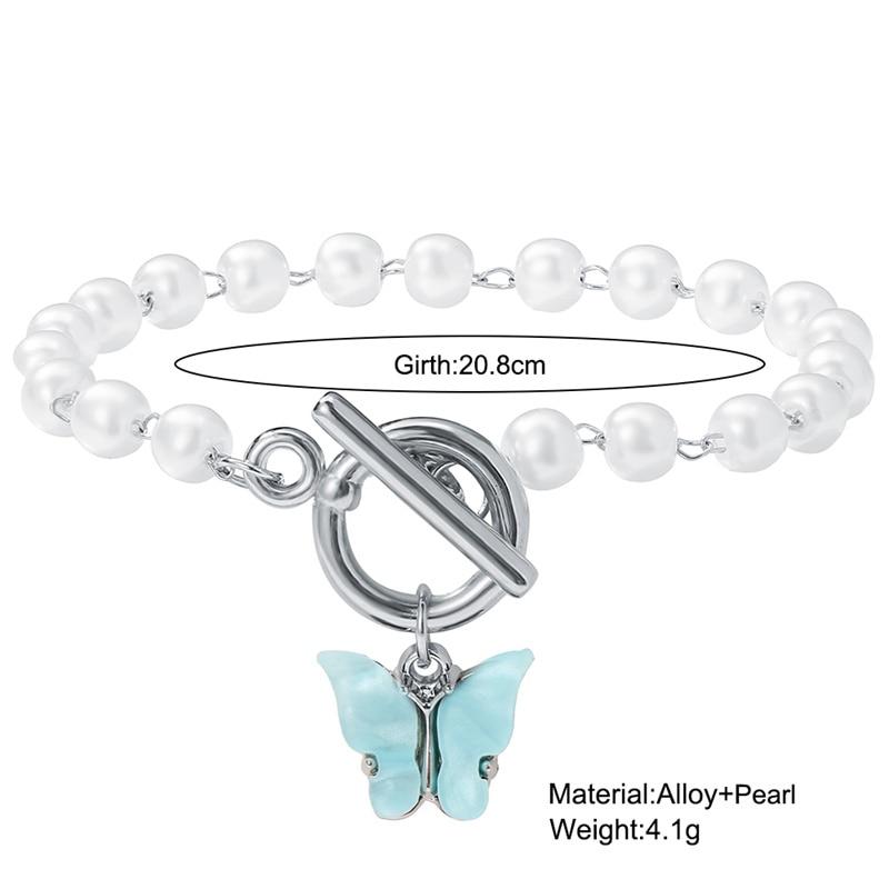 iF ME Trendy Ins Charme Acryl Schmetterling Anhänger Imitation Perle Perlen Armband für Frauen Mädchen Toggle Armband Schmuck Geschenk Neue