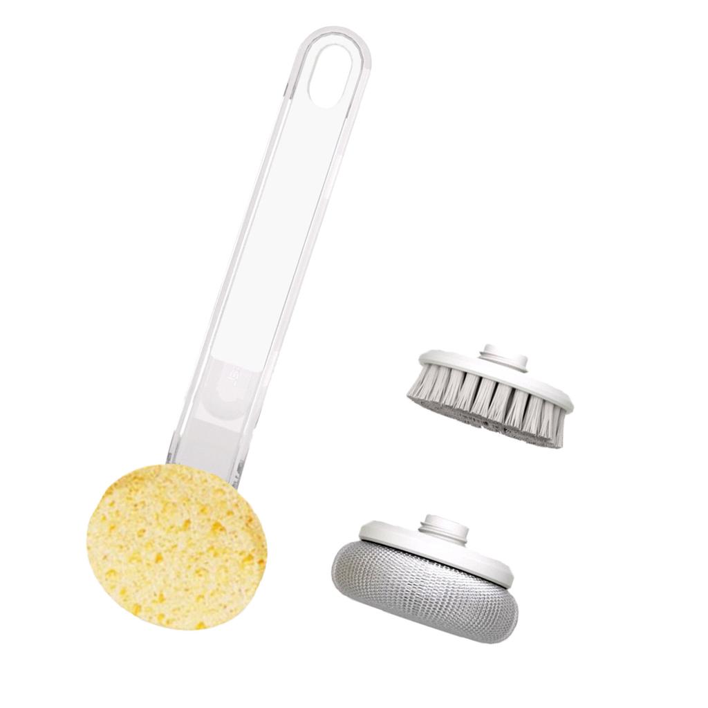 Kitchen Dish Brushes 3 in 1   Handle Pot Pan Sponge Scrubber Brush Cleaning Tool Set