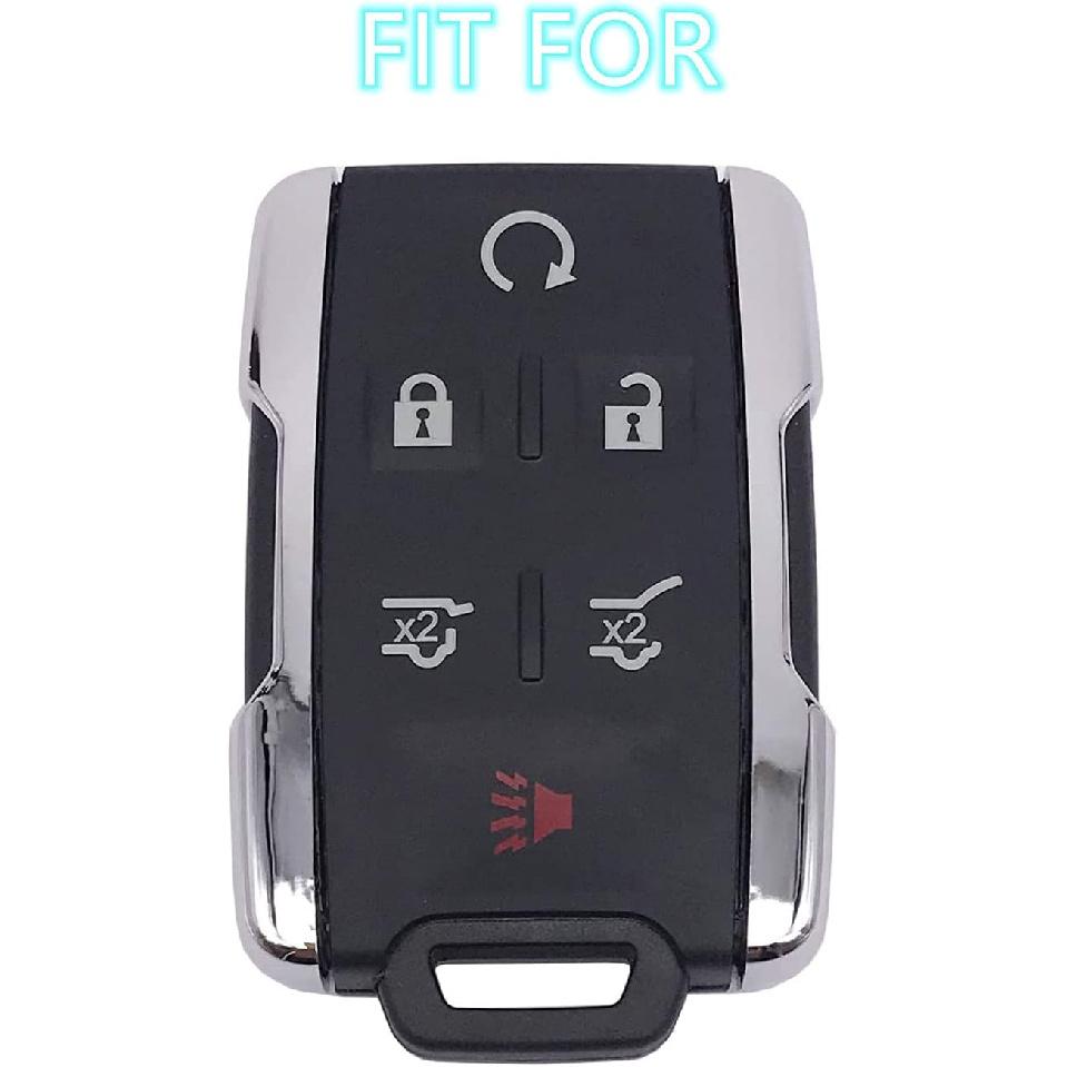 Silicone Keyless Remote Key Fob Cover Case fit for 2017 2016 2015 2014 GMC Yukon Chevrolet Tahoe Suburban. Part Number:M3N-32337100(6 Buttons)