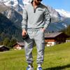 Men's Winter Fleece Multi Pocket Zipper Sweatshirt 2 Piece Set Personalized Sweatpants
