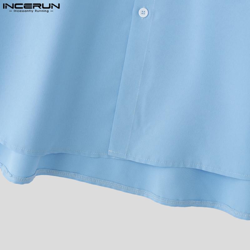 INCERUN Oversized Men Long Sleeve Casual Loose Hooded Shirts Tops