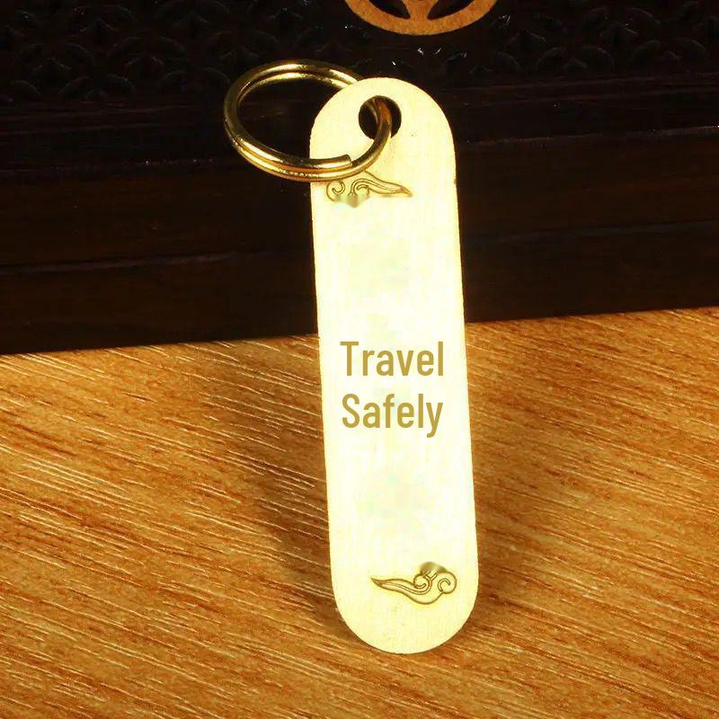 Pure Brass Zodiac Pixiu Gourd Keychain with Five Emperors Coin Pendant