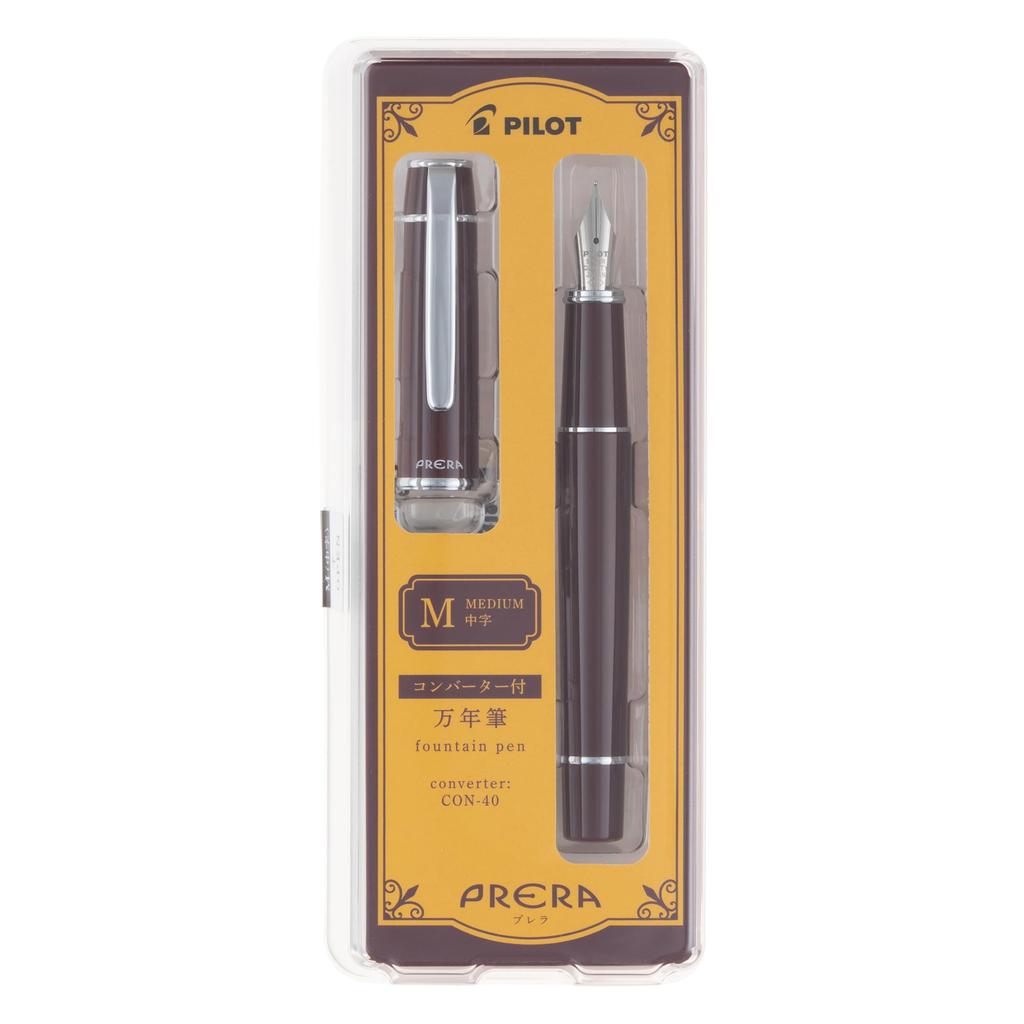 Pilot Prera Fountain Medium Red PFPR1RBNM Pen, Nib, Brown,