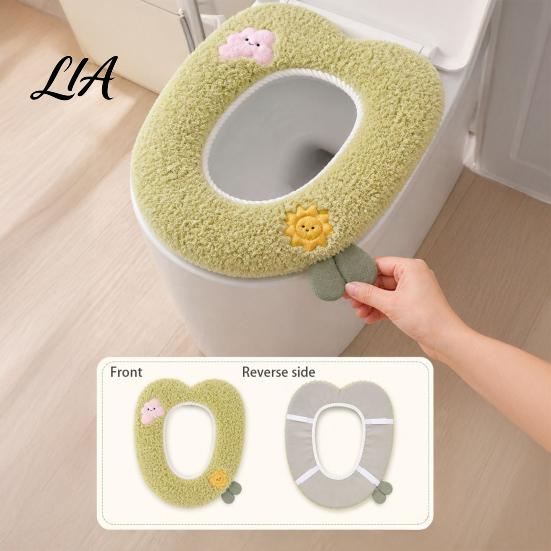 Soft Warm Bathroom Pad Plush Toilet Seat Cover for Autumn Winter, Cute Washable Warmer with Zipper Closure, Universal Fit Thickened Cushion Love/Cloud