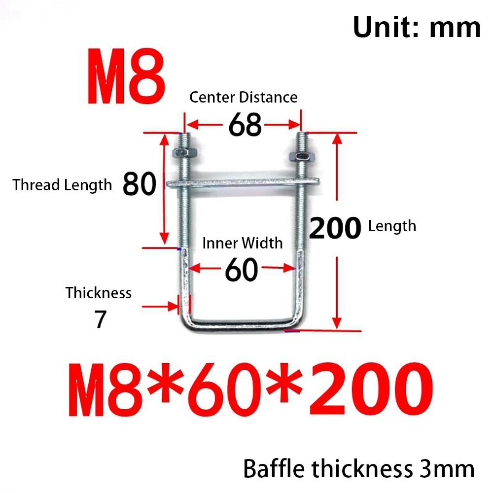 1Pcs With Baffle Pipe U-clamp Screws Right Angle U-bolt New Square Bolt for Square Tube
