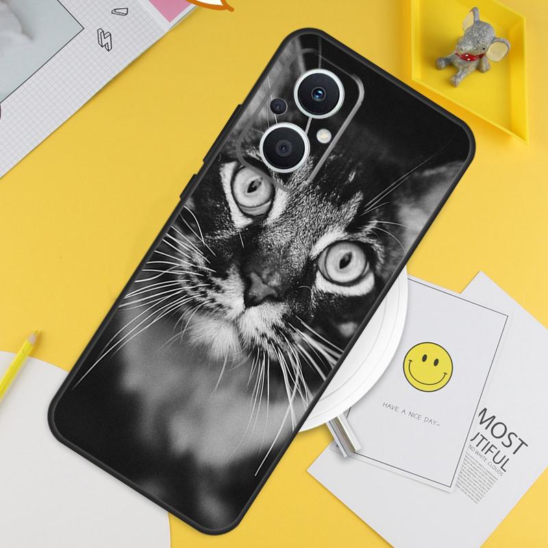 Cat Staring Eye For OPPO Reno 12F 14F 13F 11F 10 11 12 13 14 Pro 7 8 Lite 8T OPPO Find X6 X5 X8 X9 Pro Case