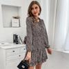 Women's Fashion Spring Fall Long Sleeve V-Neck High Waist Casual Dresses
