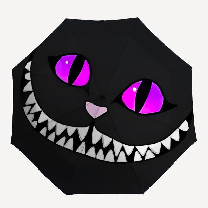 

1pc Black Cat Face Automatic Open/close Folding Umbrella, Compact Portable Travel Umbrella, Durable Construction yy250809139
