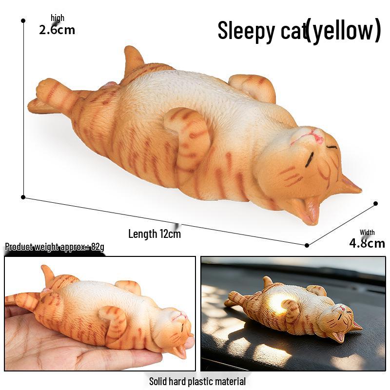 Yaratıcı Sevimli Kedi Bebek Süsleri - Tüysüz, Pastoral ve Yan Yatan Kediler Ev & Kahve Dükkanı Dekorasyonu İçin