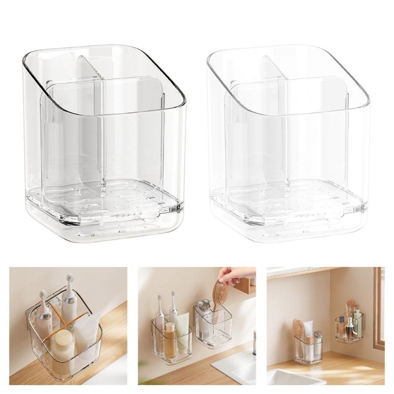 Drillless Installation Bathroom Organizers For Electric Toothbrushes And Accessories Durable Plastic Storage Rack Space Saving Design