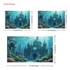 2D Underwater Ancient Building with Fish Backdrop Cloth for Kids Party