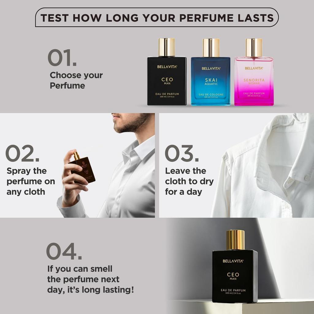 Bella Vita Luxury CEO MAN Perfume 100ml | Long Lasting | Eau De Parfum | Lemon, Lavender, Tonka, Mandarin & Vetiver | Ideal Gift for Man