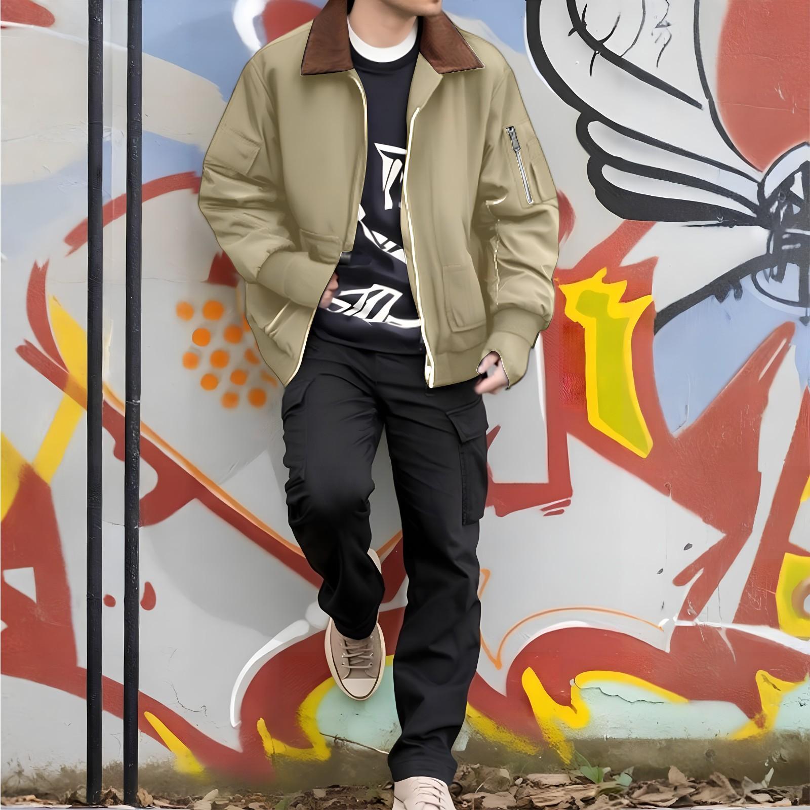 

Men s Outdoor Casual Wide Collar Jacket Sports Jacket Workwear Top XXXL хакі