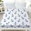 New Nautical Ocean Anchor Bedding Sets Ocean Spirit Fitted Sheet Queen Single Size Bed Linen with Pillowcase Teens Boys Gift