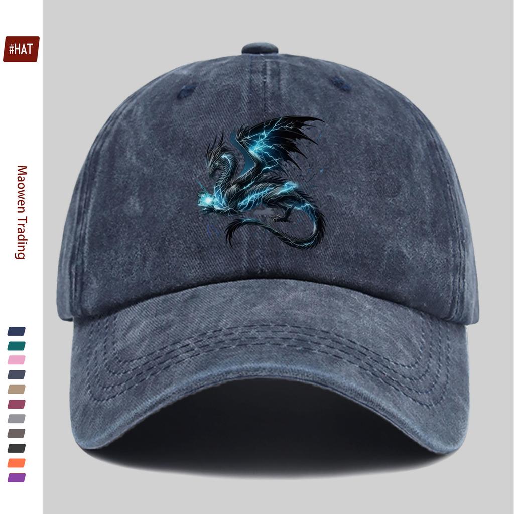 pc pcs Unisex Adjustable Trucker Baseball Cap with Blue Dragon Print Snapback Buckle Closure Lightweight Suitable for Daily