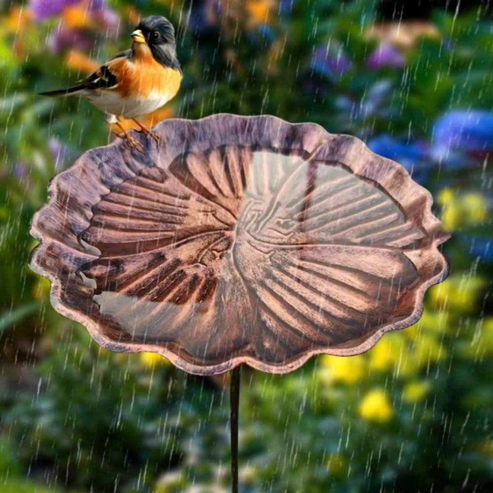 Metal Bowl Iron Bird Bath Feeder Retro Standing Bird Bath Bird Watching Freestanding Birdbath Yard