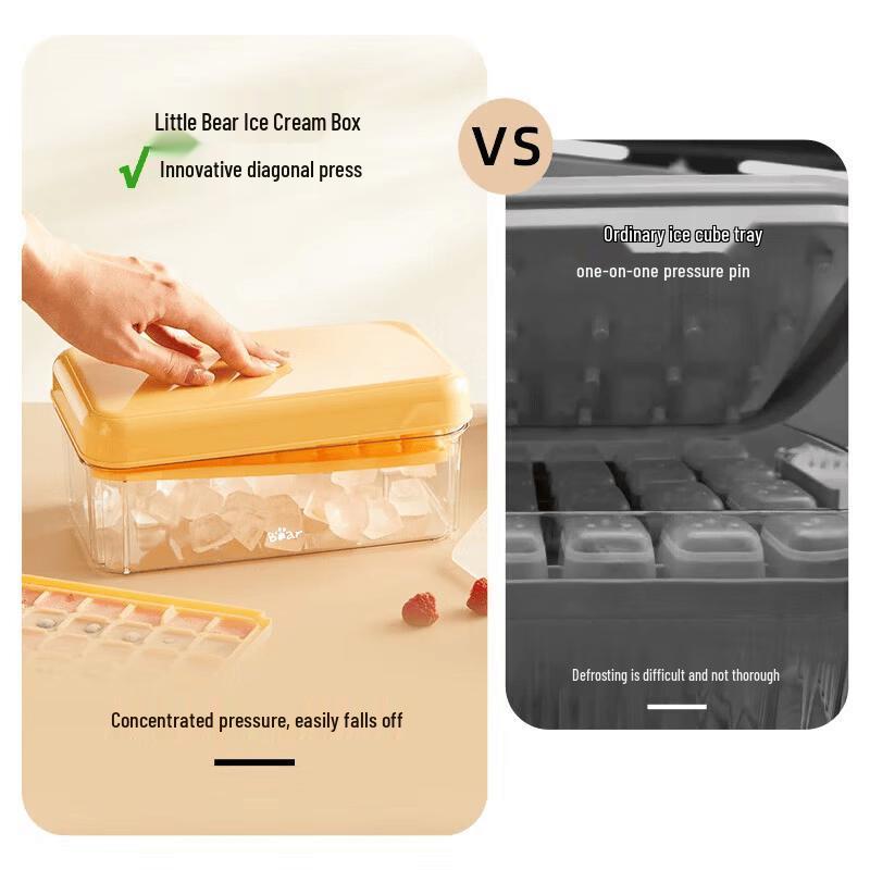 Bear Double-Layer 60-Grid Ice Cube Tray with Storage