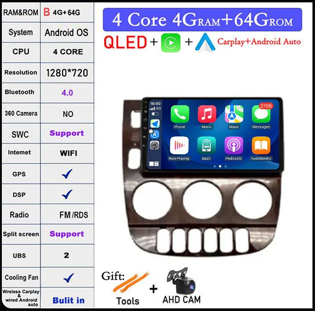 Android 14 For Mercedes Benz M-Class W163 ML1997 -2005 Car Radio Video Multimedia Player GPsNavigation Wireless Carplay