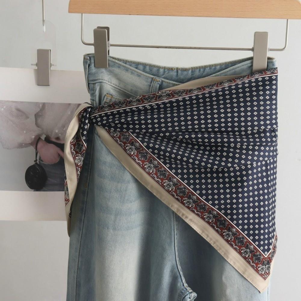 Nuova Sciarpa da Donna in Raso Accessori d'Abbigliamento Decorazione Jeans Retro Cintura Sciarpa Multifunzionale All-Matching Primavera ed Estate