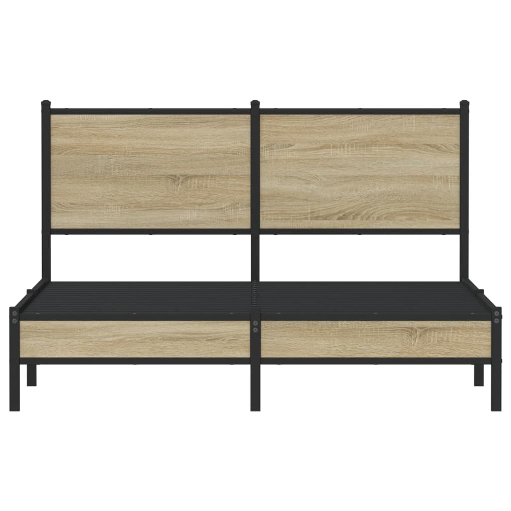 Metal Bed Frame without Mattress Sonoma Oak Finish 137 x 190 cm
