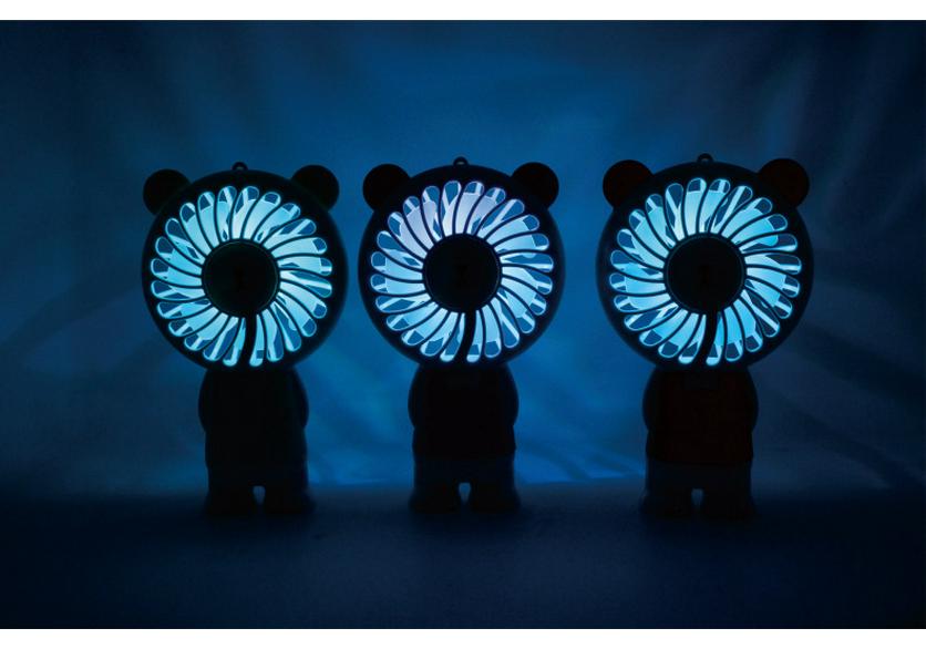 Portable USB Rechargeable Mini Handheld Fan with LED Colorful Light