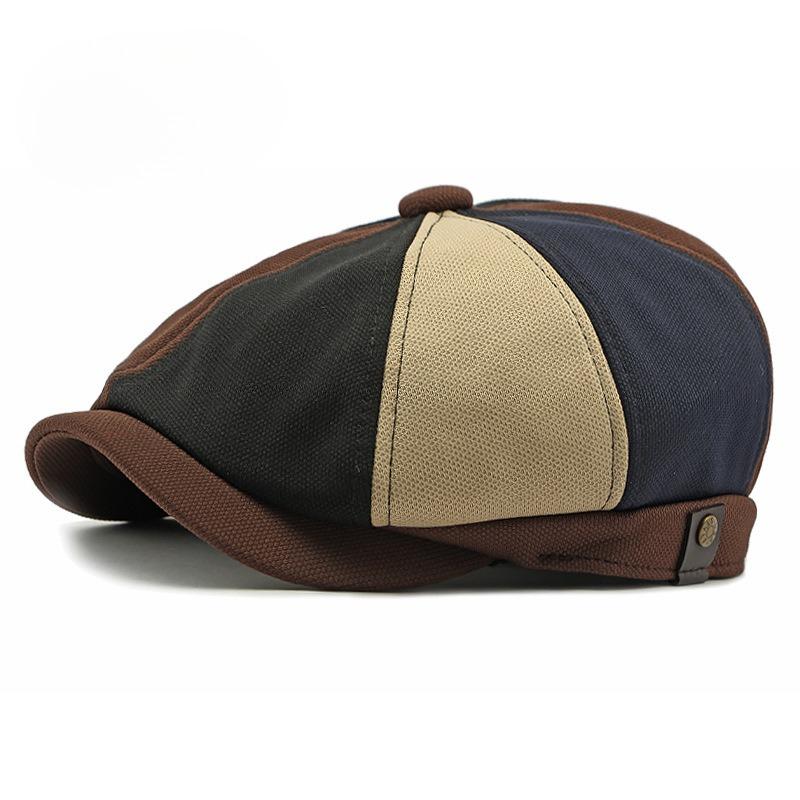 

British Retro Patchwork Newsboy Cap for Men Women Spring Octagonal Hat Casual Baker Boy Cap Outdoor Sunshade Painter Hat Flat Cap 55-59cm