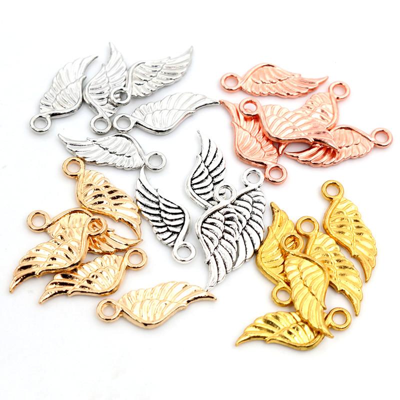 20pcs Charms angel wings 21x8mm Tibetan Silver Plated 5 Colors Pendants Antique Jewelry Making DIY Handmade Craft
