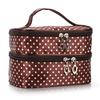 Travel Waterproof Portable Women Polka Two-layer Makeup Bag High Capacity Organizer Storage Cosmetic Cases Zipper Beauty Pouch