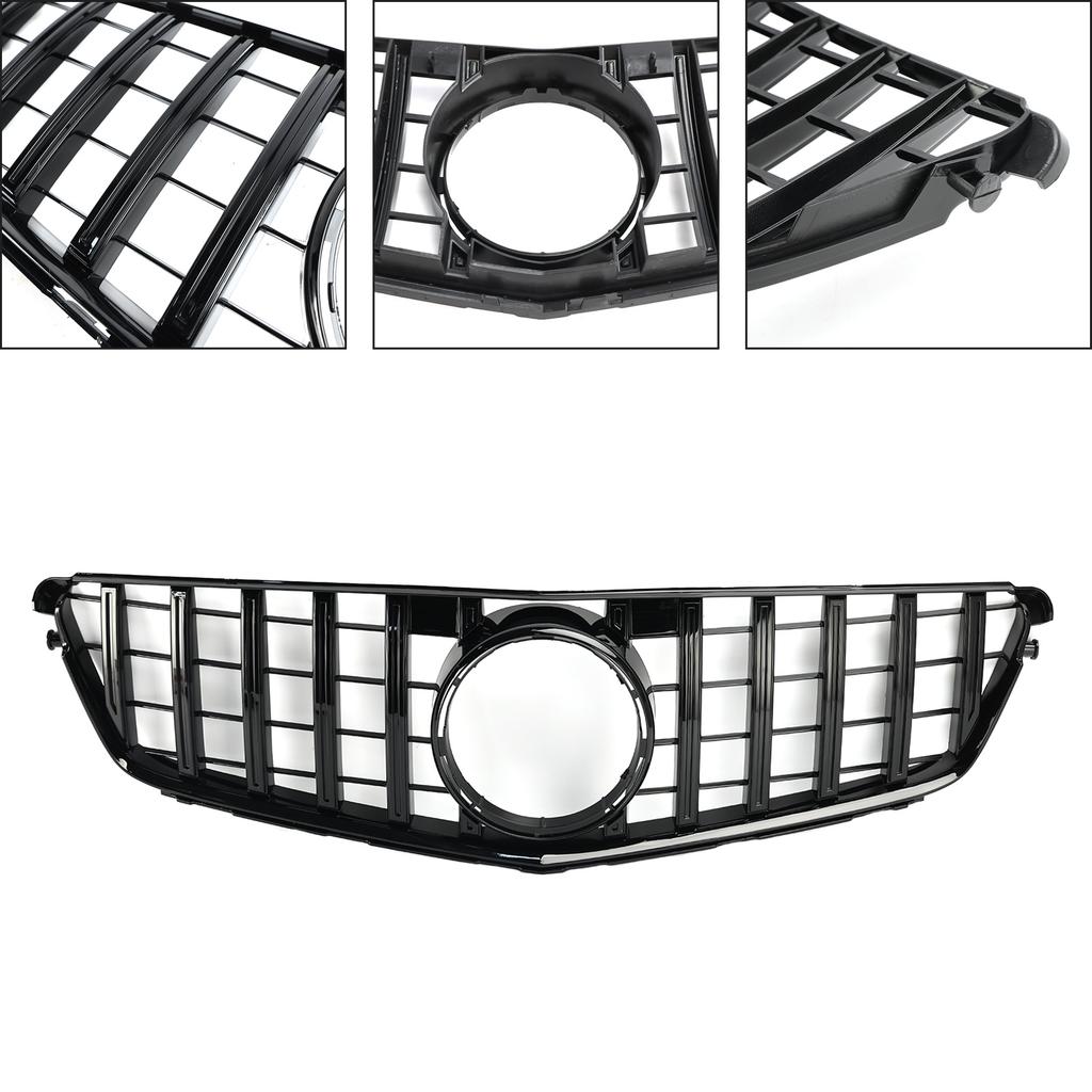 GT Style Front Bumper Grille Grill Fit Benz C-Class W204 C300 C350 2008-2014