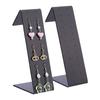 2pcs L Shaped Acrylic Slant Back Earring Stud Organizer Display Stands Rectangle Black 5.1x7.8x17.1cm