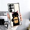 Black Cat Cartoon Cute Plating Phone Case For Samsung Galaxy S24 S25 FE S26 Edge S23 Ultra S22 S21 Plus S20 Anti-Fall Airabag Co