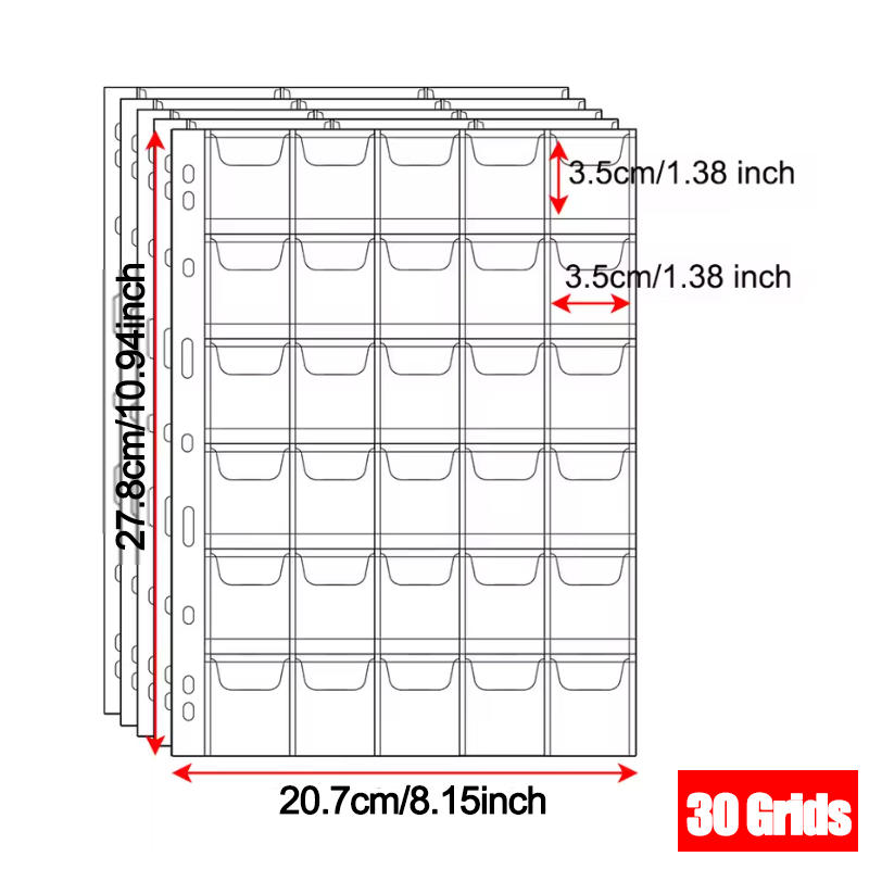 30 Pocket Replacement Coin Storage Page 10 PCS Plastic Wallets with Stamp Collector Supplies for Stamp Collection Coin Storage Page
