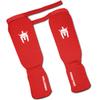 Authentic Meister Elastic Padded Leg Guards for MMA and Kickboxing Red (Pair) - - Large/X-Large