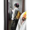 2025 American Style Grey & White Striped Hoodie Cardigan - Loose Fit, Lazy Design