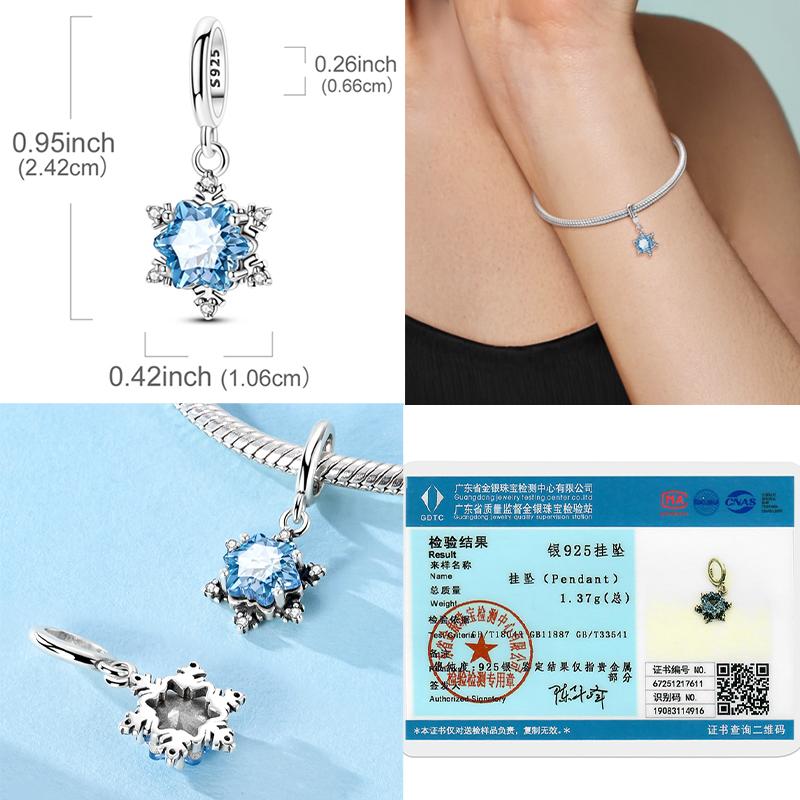 Original Charms Bead Pendent 925 Silver Sparkling Snowflake Penguin Dolphin Charms Fit Bracelet Woman Jewelry Gift