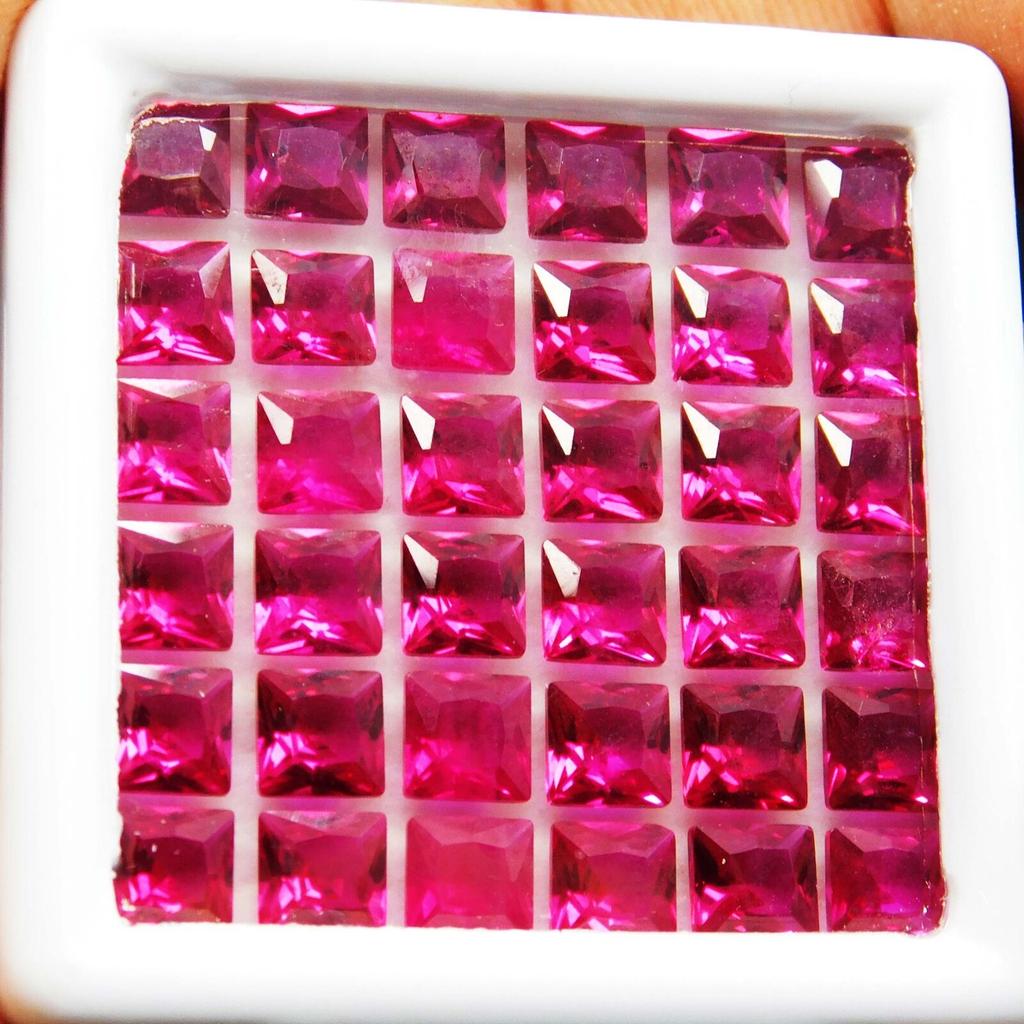 NATURAL Red RUBY Loose Gemstone 24 PCS Square Shape Lot