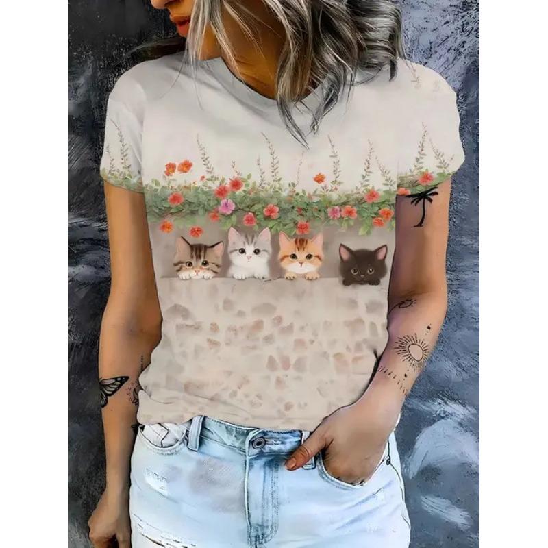 Summer Women's T-Shirts Casual O-Neck T Shirt Y2k Harajuku Tops Short Sleeve Street Tees Female Clothing