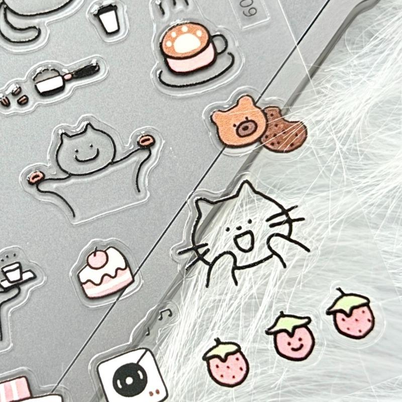 Cute Coffee Cat 3D Jelly Stickers, DIY Decorative Stickers for Journal, Water Bottle, Laptop, Luggage & Camera