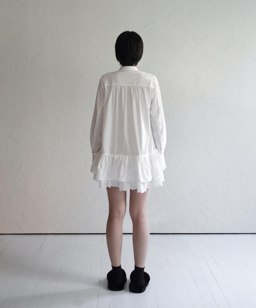 Rubati Ruffle Shirt Mini Dress_White