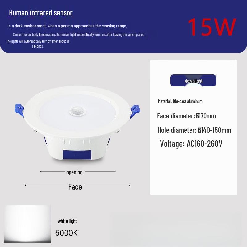 

Oeny 5-inch 15W Smart Embedded Motion Sensor Downlight