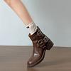 Vintage Women Ankle Boots British Style Belt Buckle Shoes Autumn Winter Short Booties  De Mujer