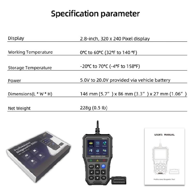 OBD2 Scanner Automotive Diagnostic Scan Tool for Car 2.8inch Screen Battery Tester Code Reader Clear Engine Fault Code