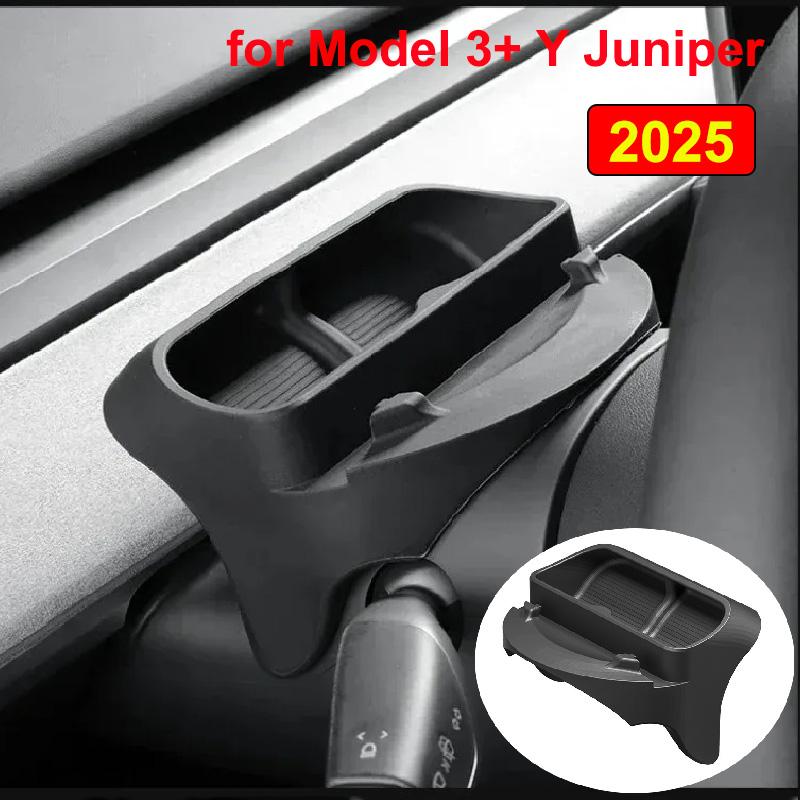 For Tesla Model Y Juniper 2025 Launch Model 3 Highland 2024 Steering Wheel Silicone Sunglasses Case Mobile Phone Holder Storage