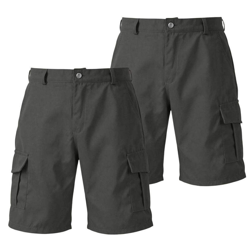 Men's Color Cargo Shorts 2-Pack with Button and Elastic Waist, 6 Pockets